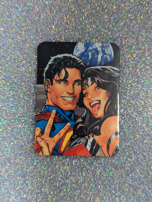 Selfie Superhero Moon Earth Fridge Magnet