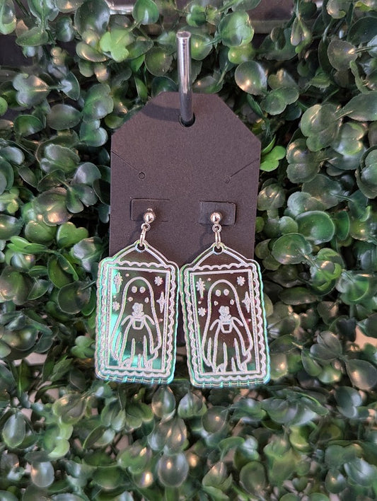 Spooky Ghost Stamp Holographic Earrings