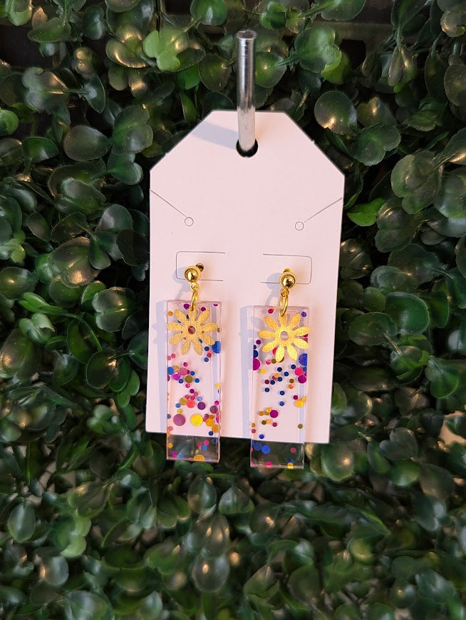 Bar Dangle Earring Bundle Confetti and Gold Holographic Glitter