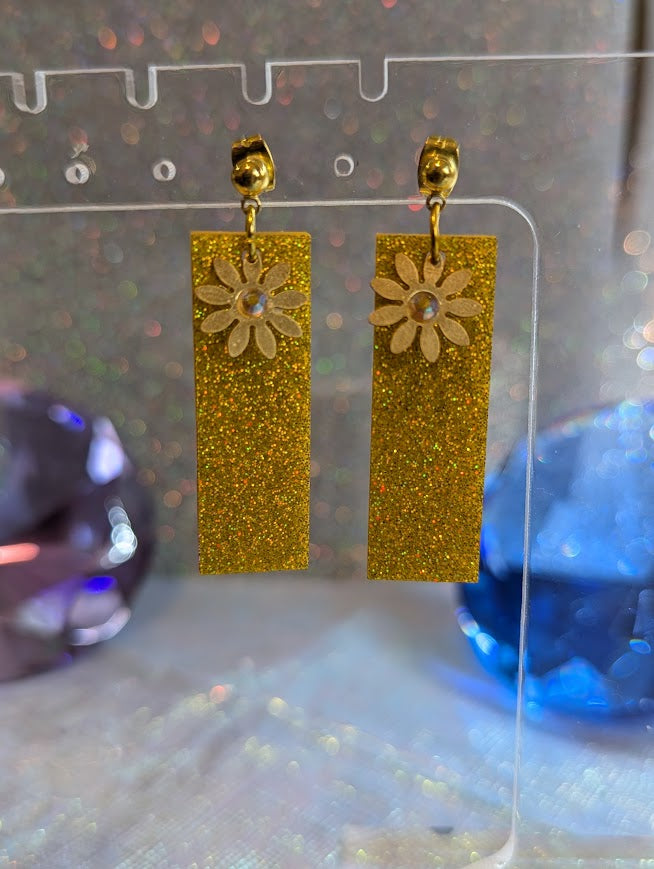 Bar Dangle Earring Bundle Confetti and Gold Holographic Glitter