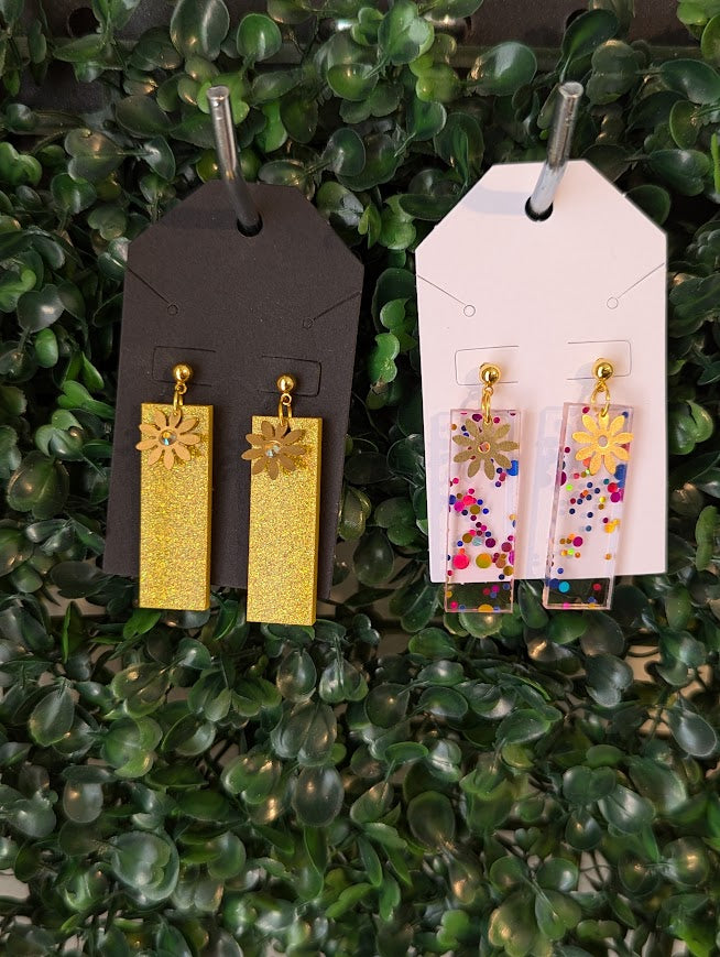 Bar Dangle Earring Bundle Confetti and Gold Holographic Glitter