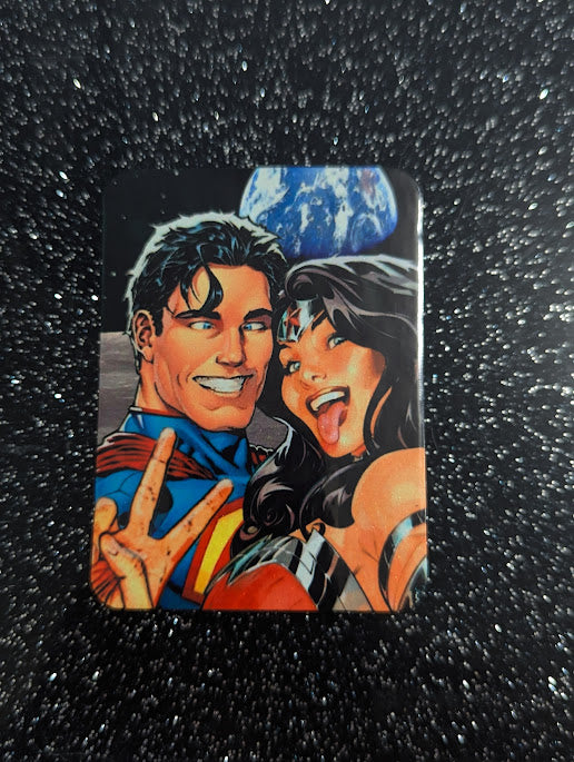 Selfie Superhero Moon Earth Fridge Magnet