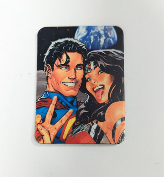 Selfie Superhero Moon Earth Fridge Magnet